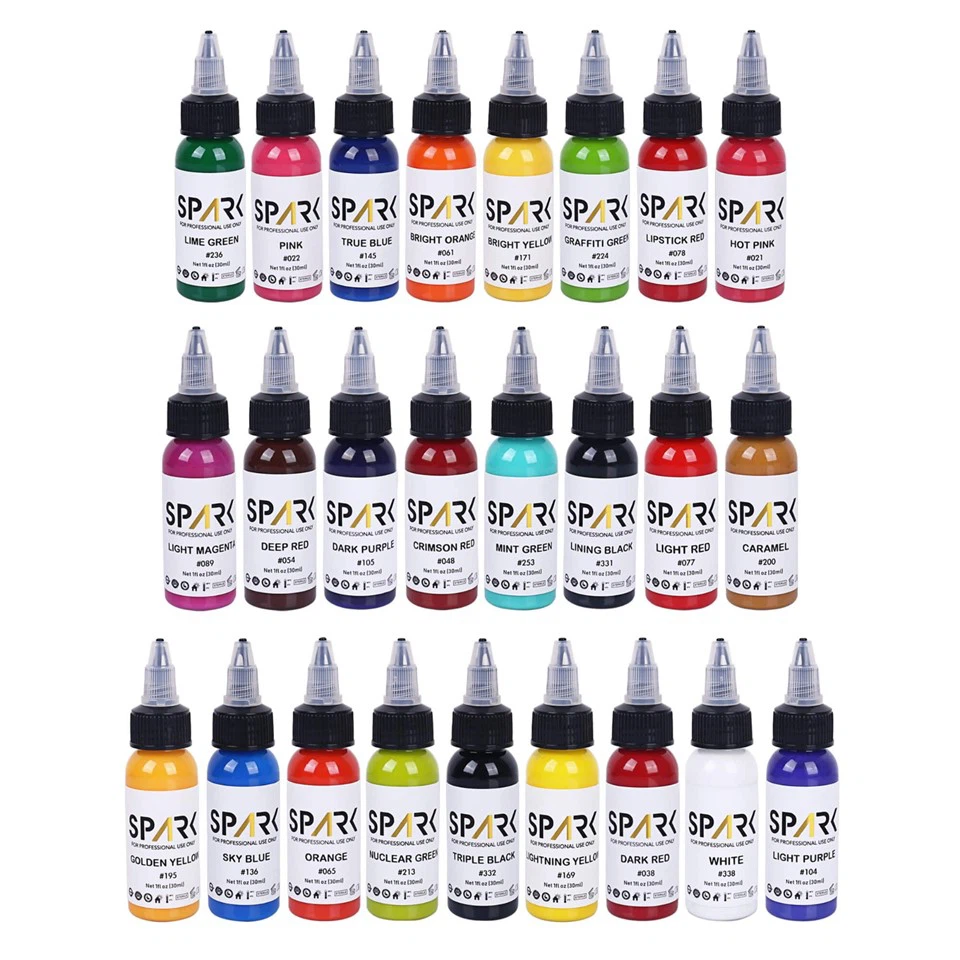 1oz (30ml) Spark Long-lasting & Fast Premium 25 Colors Tattoo Ink Set For Tattooing And Body Art suppliers