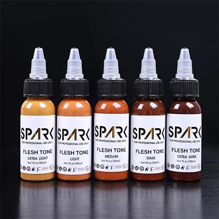 Odos spalvos rinkinys 1OZ 5 vienetų bešvinis tatuiruočių rašalas "Spark Tattoo Ink" Profesionalus tatuiruočių rašalo padengimas, maišymas ir kosmetinės tatuiruotės