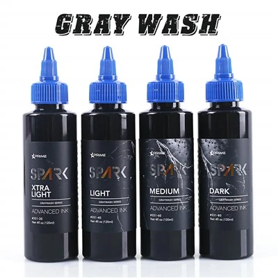 „Spark Professional Organic“ 120 ml pilkos spalvos makiažo juodos tatuiruočių rašalas kūno menui
