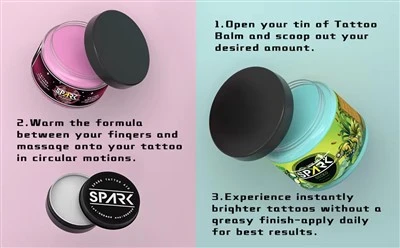 „Spark Comfort“ ir saugus multivitaminų pažangių tatuiruočių pomirtinis tepalas nuolatiniam makiažui