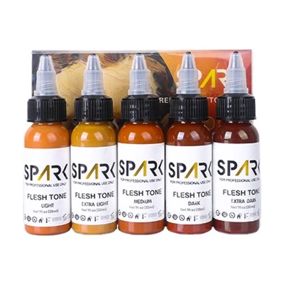 „Spark Professional Premium“ 30 ml ekologiškų 5 spalvų odos tonų rinkinio tatuiruočių rašalas nuolatiniam makiažui ir kūno menui