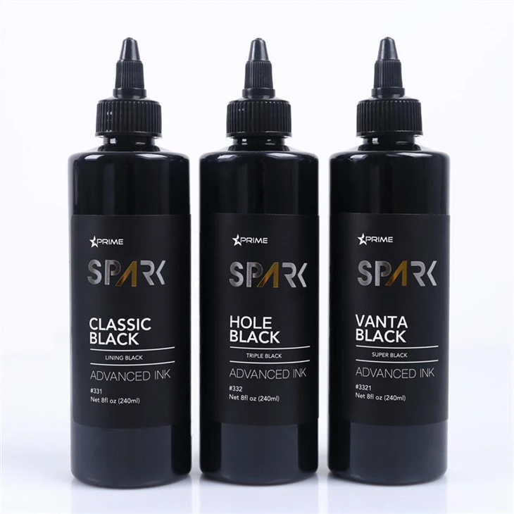 8OZ Black Ink Series Classic Black Lining Black Spark Tattoo Ink Profesionalus tatuiruočių rašalo ekranas