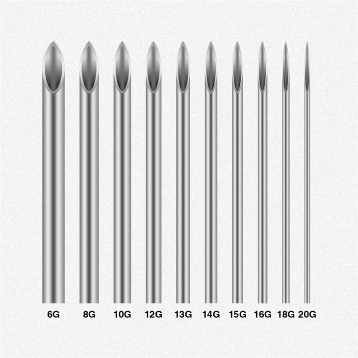 Aukštos kokybės profesionalios vienkartinės kateterio auskarų vėrimo adatos.