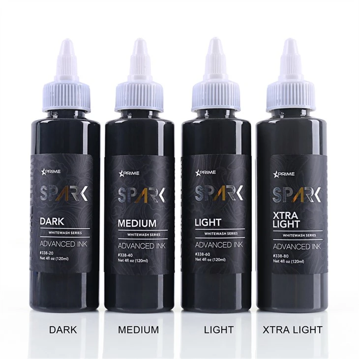 Bešvinis tatuiruočių rašalas, baltas plovimo rinkinys „Spark Tattoo Ink“.