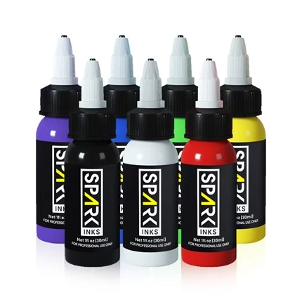 7 spalvų OEM nuolatinis profesionalus tatuiruočių rašalas „Spark“.